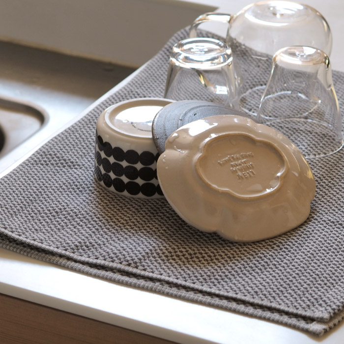 【プロキッチン別注】フコカ　キッチンクロス　ダークグレー　大判サイズ　46×70cm　/　Fucoca.