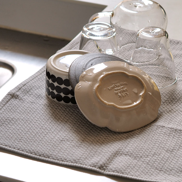 ■【送料無料】【2枚セット】【プロキッチン別注】フコカ　キッチンクロス　ライトグレー　大判サイズ　46×70cm　/　Fucoca.