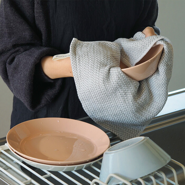 【プロキッチン別注】フコカ　キッチンクロス　ライトグレー　ハーフサイズ　34×46cm　/　Fucoca.