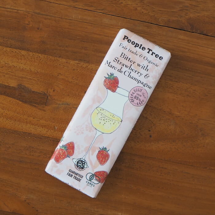 【取扱終了0302】【秋冬限定】ピープルツリー　フェアトレードチョコ　板チョコ　オーガニック　ビターウィズストロベリー＆マール・ド・シャンパーニュ　/　People　Tree