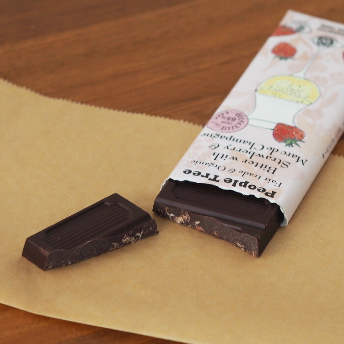 【取扱終了0302】【秋冬限定】ピープルツリー　フェアトレードチョコ　板チョコ　オーガニック　ビターウィズストロベリー＆マール・ド・シャンパーニュ　/　People　Tree