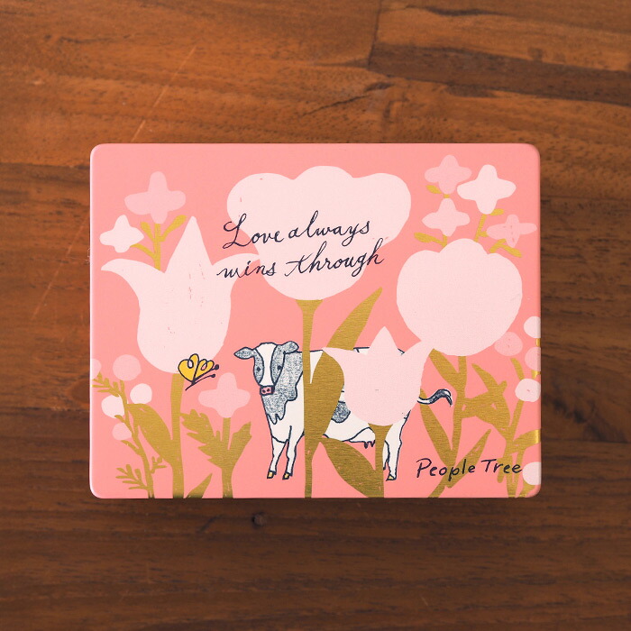 【セール3/31まで】【秋冬限定】ピープルツリー　イラスト缶　ミルク＆ビター・ウシさん　/　People　Tree