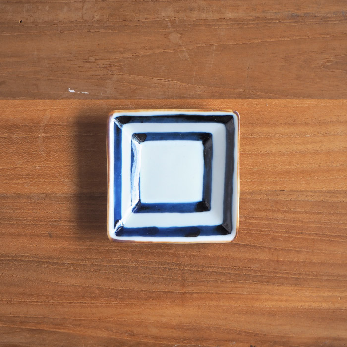 副千製陶所　濃線紋　角豆皿