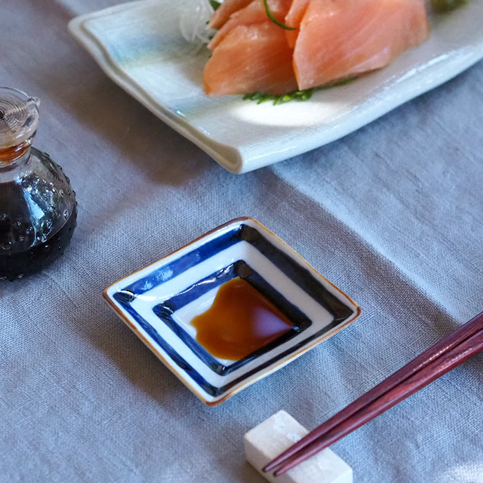 副千製陶所　濃線紋　角豆皿