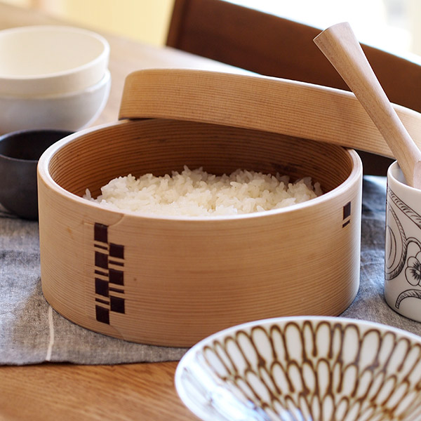 栗久　おひつ　3合　浅型　脚付き