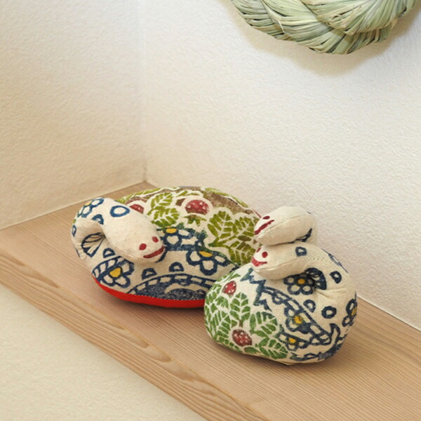 ■真工藝　木版手染めぬいぐるみ　干支シリーズ・親子セット　巳　へび