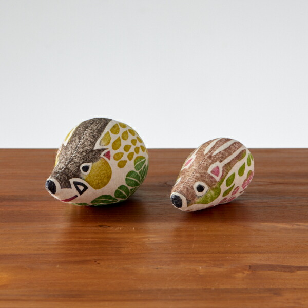 ■真工藝　木版手染めぬいぐるみ　干支シリーズ・親子セット　亥　いのしし