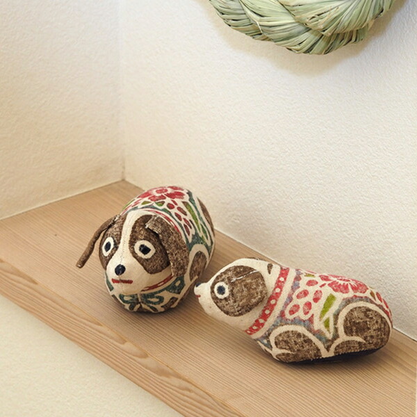 ■真工藝　木版手染めぬいぐるみ　干支シリーズ・親子セット　戌　いぬ