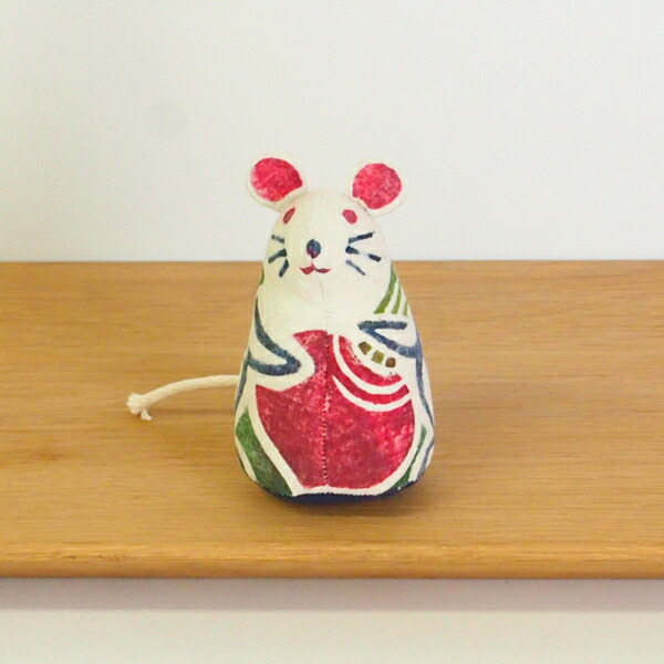 真工藝　木版手染めぬいぐるみ　干支シリーズ・親　子　ねずみ