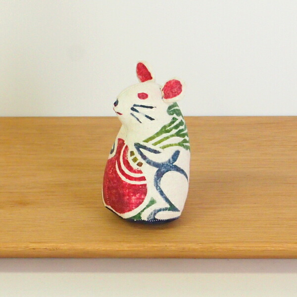 真工藝　木版手染めぬいぐるみ　干支シリーズ・親　子　ねずみ