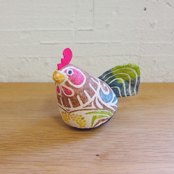 真工藝　木版手染めぬいぐるみ　干支シリーズ・親　酉　とり