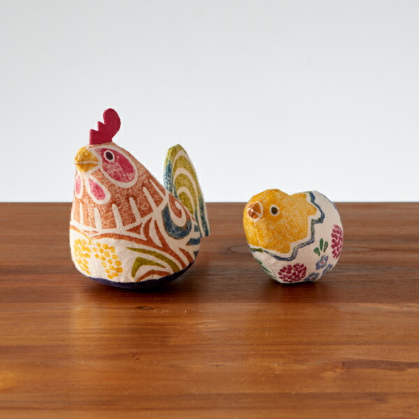 ■真工藝　木版手染めぬいぐるみ　干支シリーズ・親子セット　酉　とり