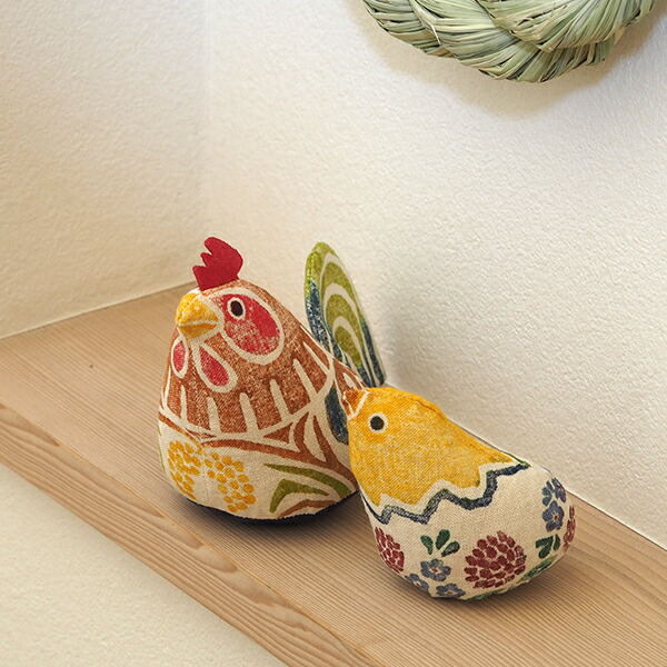 ■真工藝　木版手染めぬいぐるみ　干支シリーズ・親子セット　酉　とり