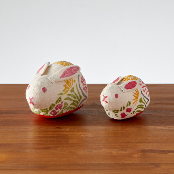 ■真工藝　木版手染めぬいぐるみ　干支シリーズ・親子セット　卯　うさぎ