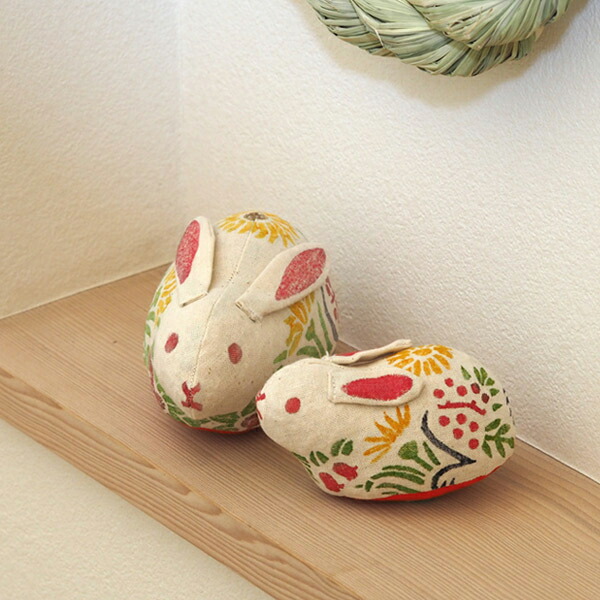 ■真工藝　木版手染めぬいぐるみ　干支シリーズ・親子セット　卯　うさぎ