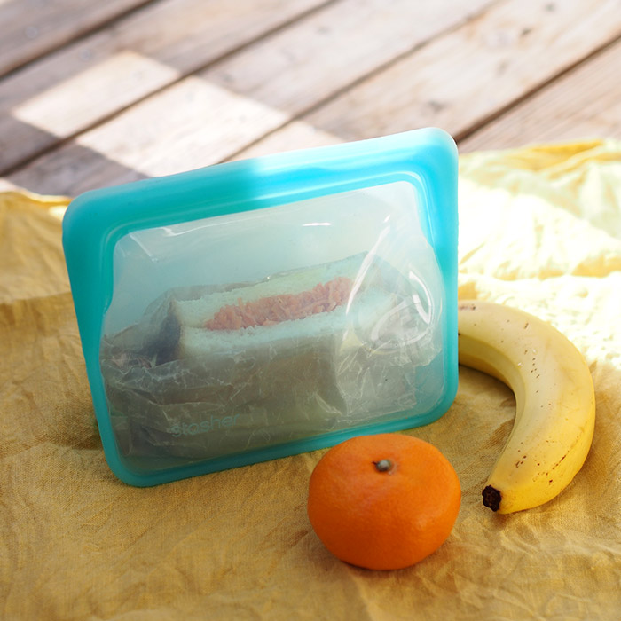 スタッシャー　シリコーンバッグ　スタンドアップ　ミニ　アクア　/　stasher