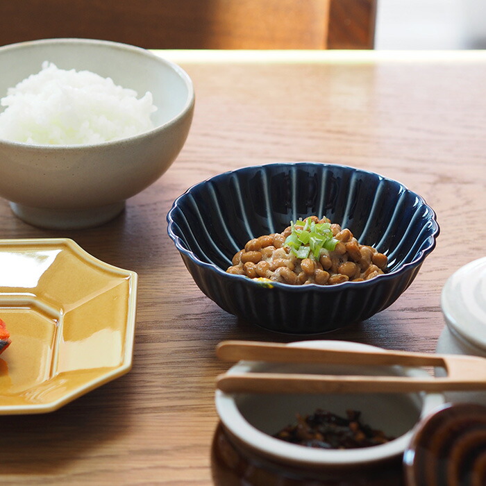 トウジキトンヤ　ぎやまん　4寸鉢　茄子紺　/　TOJIKI　TONYA