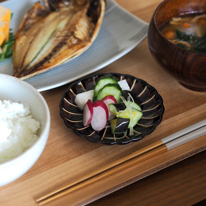 トウジキトンヤ　ぎやまん　3寸皿　漆　/　TOJIKI　TONYA