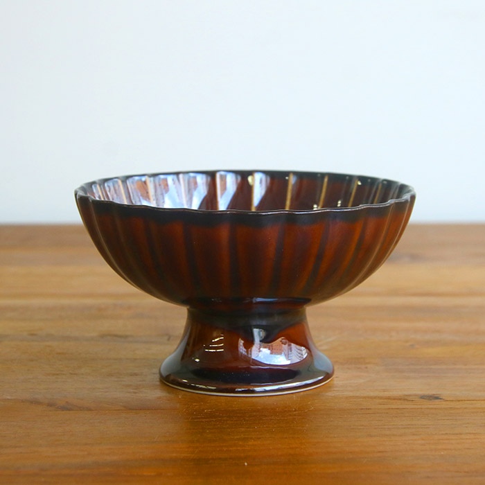 トウジキトンヤ　ぎやまん　高台デザート　漆　/　TOJIKI　TONYA