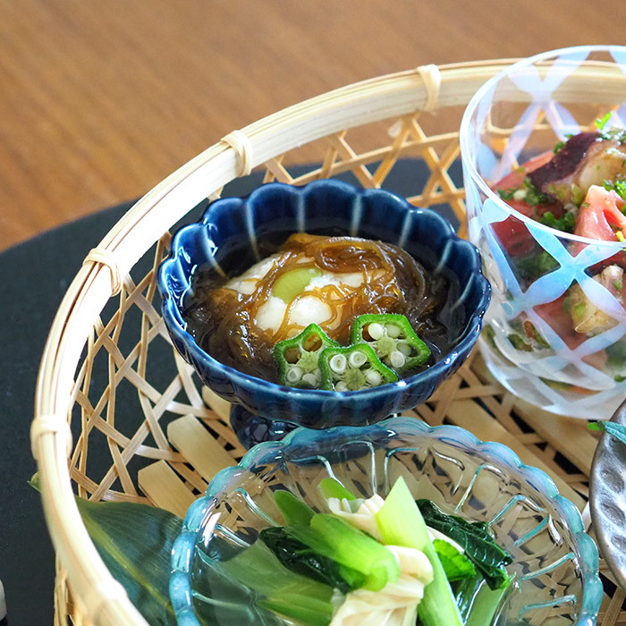 トウジキトンヤ　ぎやまん　高台珍味　茄子紺　/　TOJIKI　TONYA