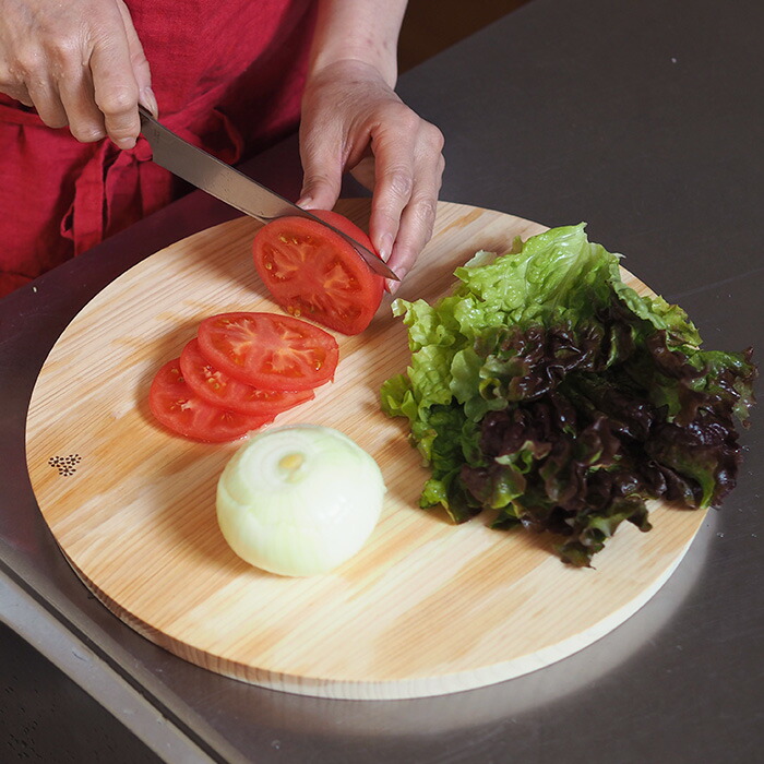 【4月より値上げ】【プロキッチンオリジナル】四万十ひのき　まるいまな板　35cm（2cm厚）　/　PROKITCHEN