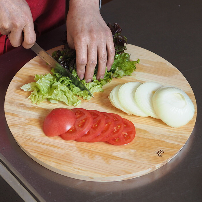 【4月より値上げ】【プロキッチンオリジナル】四万十ひのき　まるいまな板　35cm（2cm厚）　/　PROKITCHEN