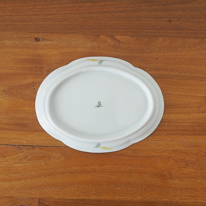 徳永遊心窯　色絵ミモザ　鍔型皿　中