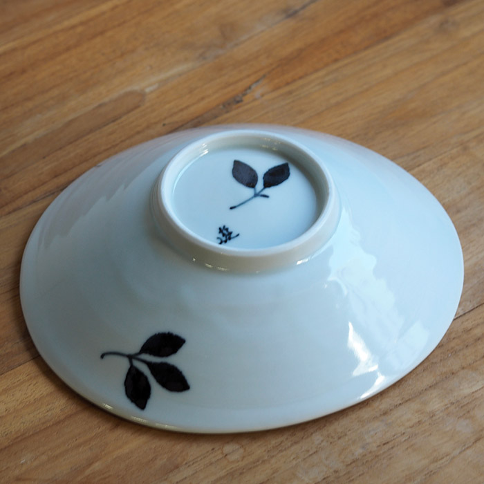 徳永遊心窯　黒呉須　舞葉　楕円浅鉢