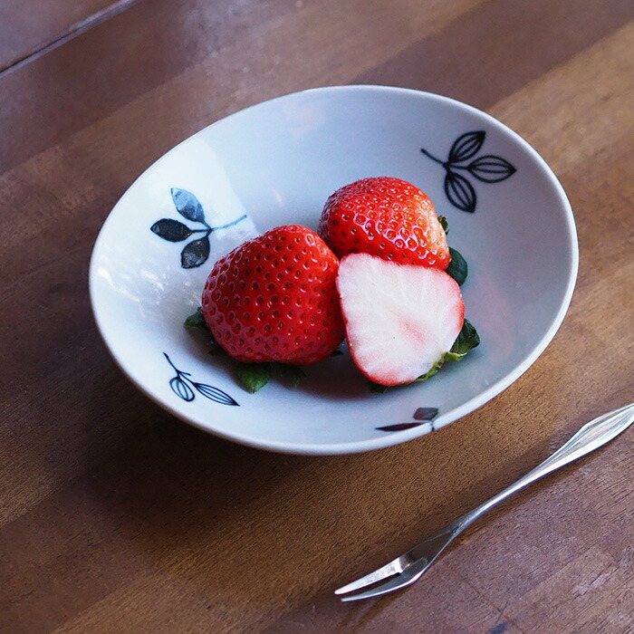 徳永遊心窯　黒呉須　舞葉　楕円浅鉢