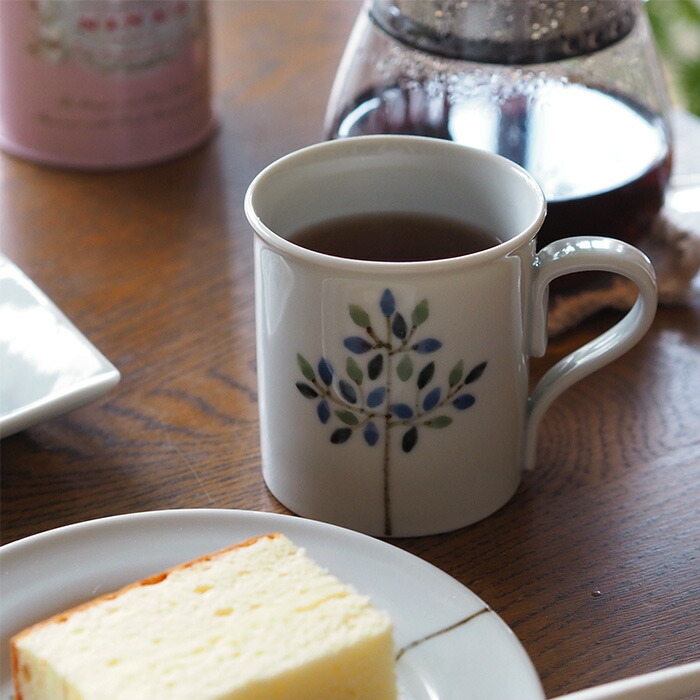 徳永遊心窯　染付　木立　マグカップ