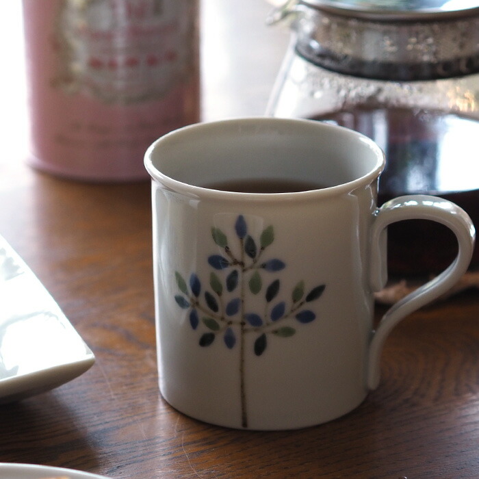 徳永遊心窯　染付　木立　マグカップ