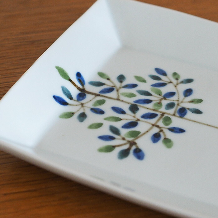 徳永遊心窯　染付　木立　長角皿