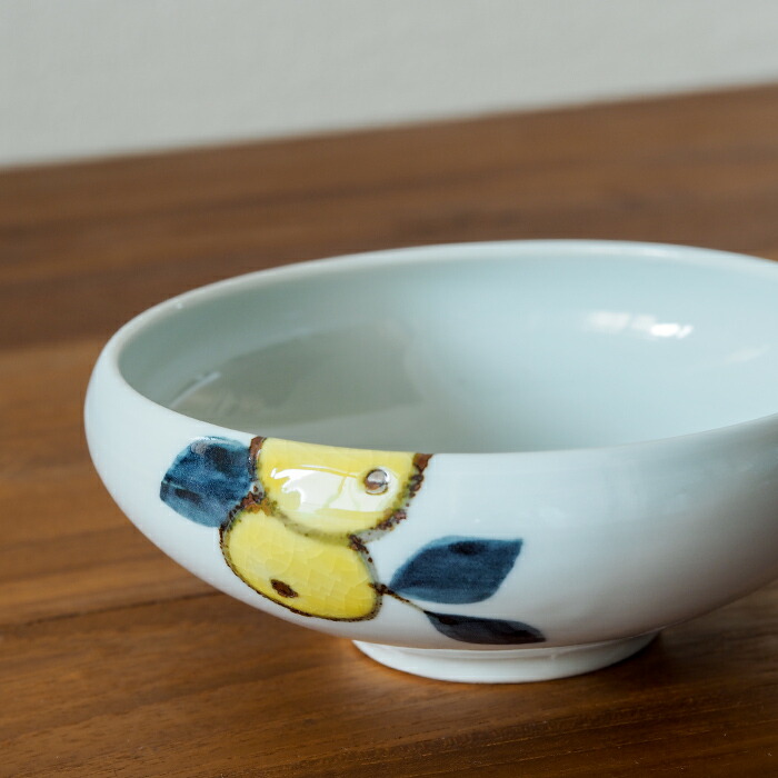 徳永遊心窯　色絵　みかん　4.5寸鉢