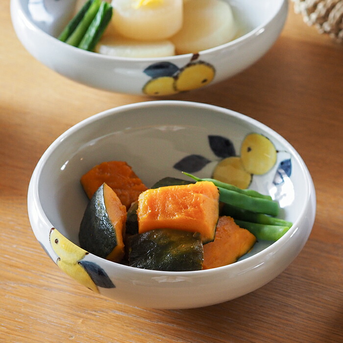 徳永遊心窯　色絵　みかん　6寸鉢