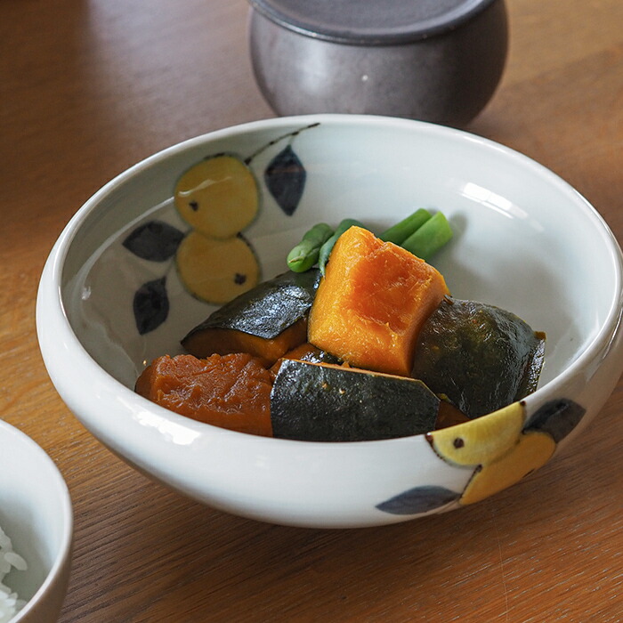 徳永遊心窯　色絵　みかん　6寸鉢