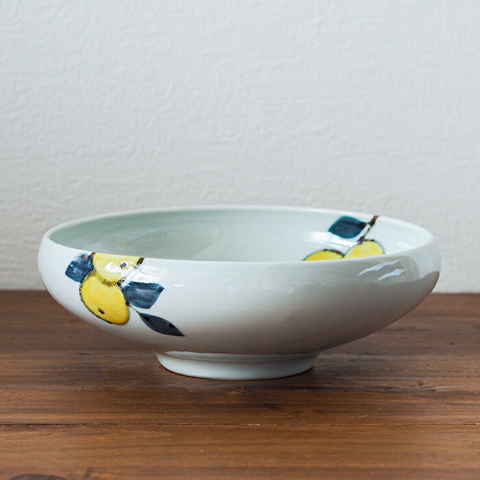 徳永遊心窯　色絵　みかん　7寸鉢