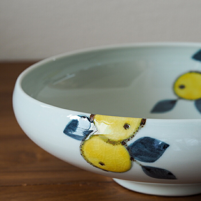 徳永遊心窯　色絵　みかん　7寸鉢