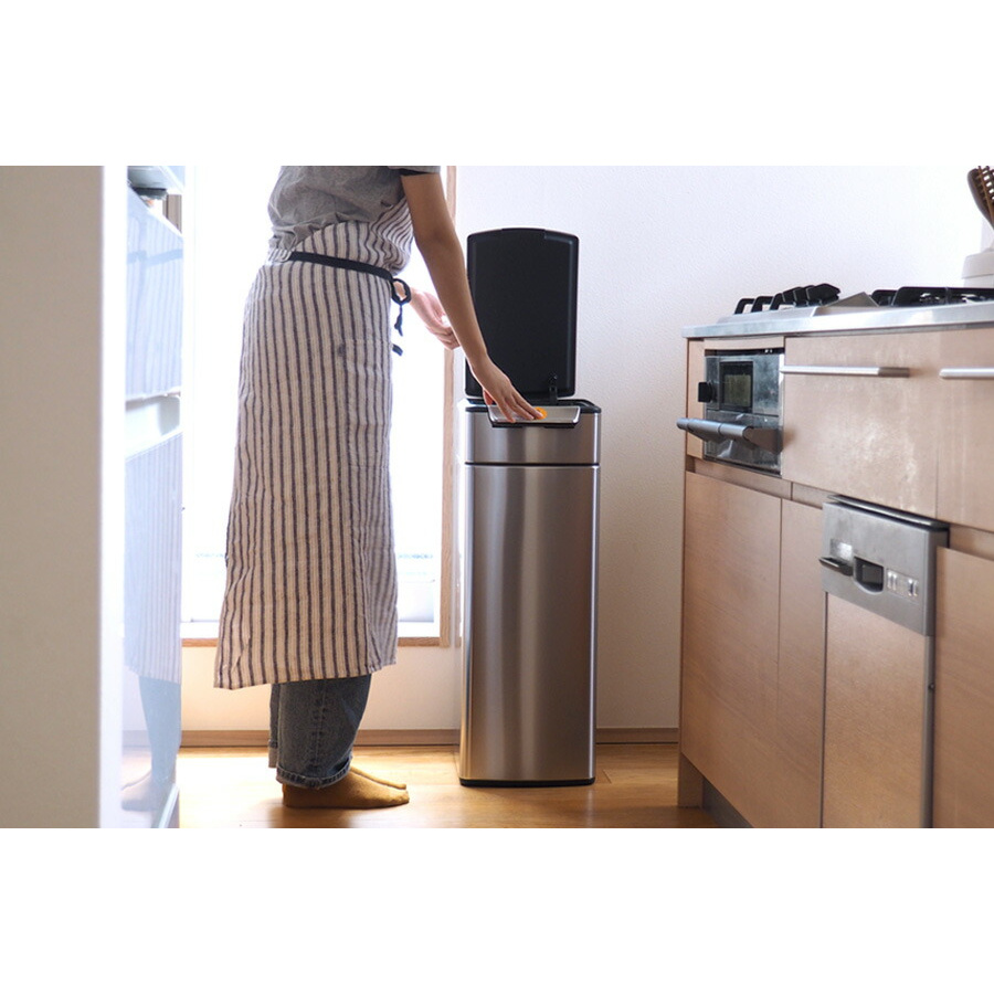 【同梱不可】simplehuman　シンプルヒューマン　タッチバーダストボックス　スリム　ステンレス　40L　ツヤ消し　レクタンギュラー　/　simplehuman　※