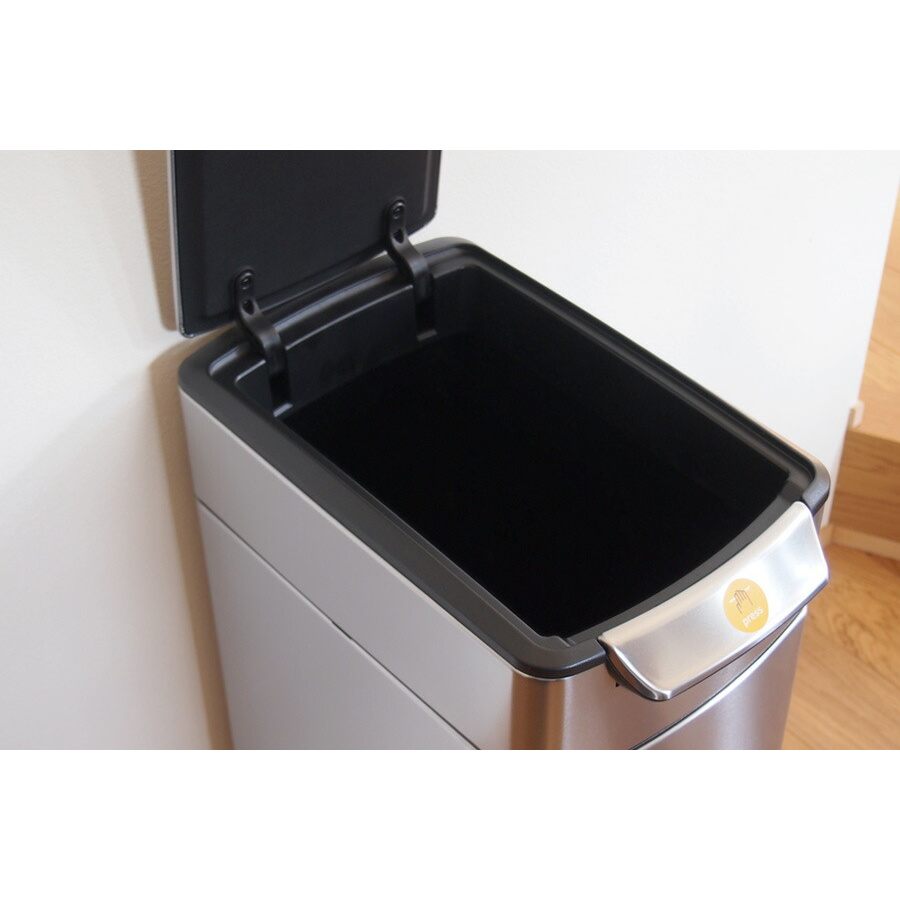 【同梱不可】simplehuman　シンプルヒューマン　タッチバーダストボックス　スリム　ステンレス　40L　ツヤ消し　レクタンギュラー　/　simplehuman　※
