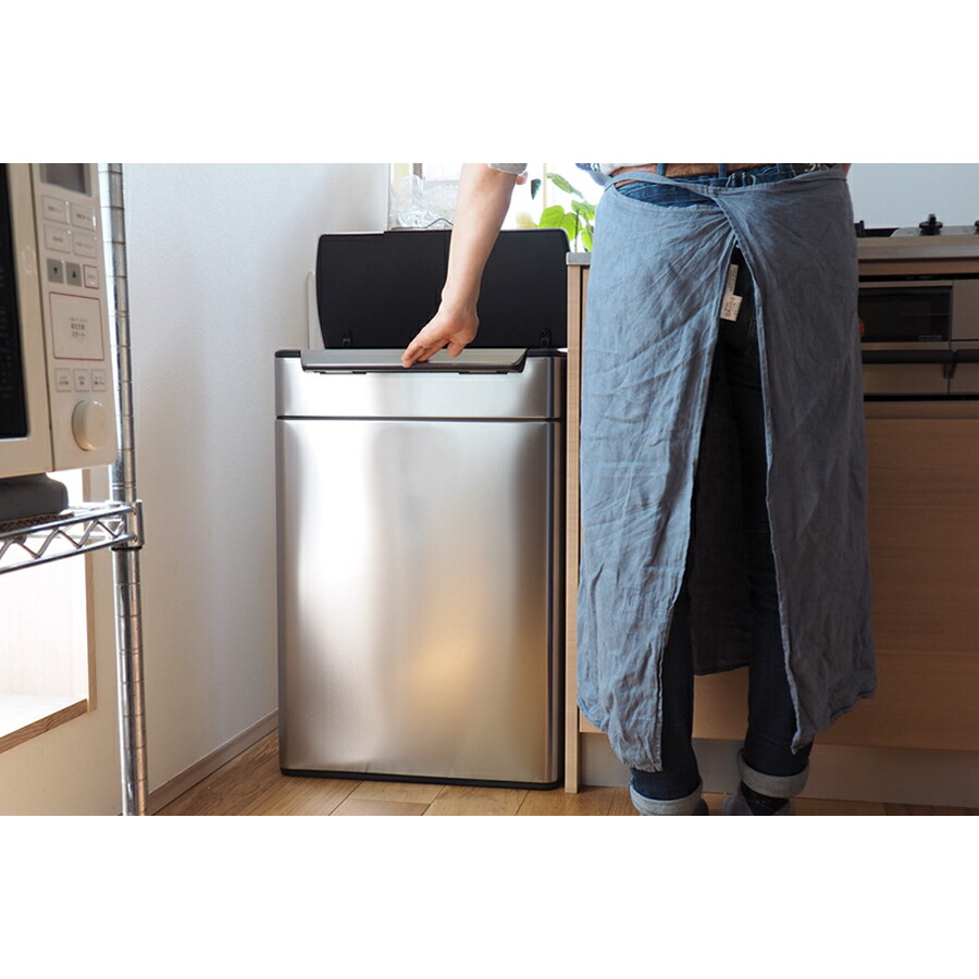 【同梱不可】simplehuman　シンプルヒューマン　タッチバーダストボックス　リサイクル　ステンレス　48L　ツヤ消し　レクタンギュラー　/　simplehuman　※