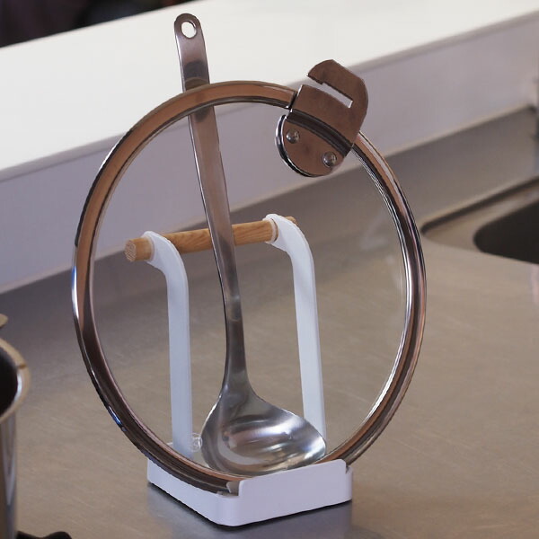 【取扱終了0312】山崎実業　トスカ　お玉&鍋ふたスタンド　ホワイト　/　tosca　※