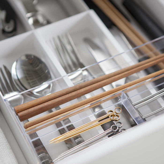 山崎実業　タワー　伸縮＆スライド　カトラリートレー　ホワイト　/　tower　※