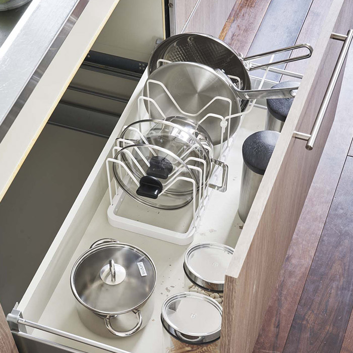 山崎実業　タワー　シンク下伸縮鍋蓋&フライパンスタンド　ホワイト　/　tower　※