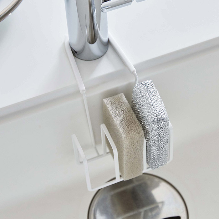 【取扱終了0312】山崎実業　プレート　蛇口にかけるスポンジホルダー　3連　ホワイト　/　Plate　※