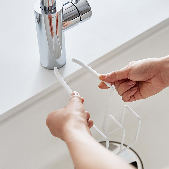 【取扱終了0312】山崎実業　プレート　蛇口にかけるスポンジホルダー　3連　ホワイト　/　Plate　※