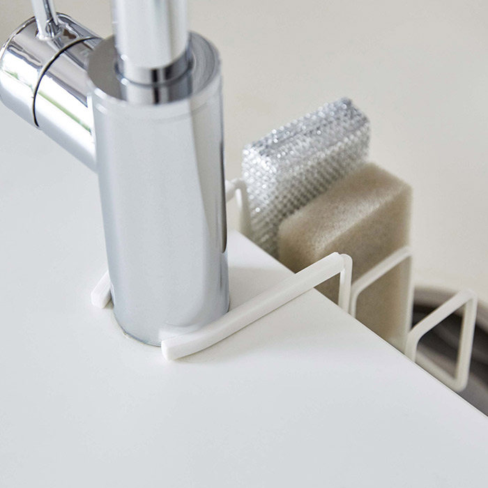【取扱終了0312】山崎実業　プレート　蛇口にかけるスポンジホルダー　3連　ホワイト　/　Plate　※