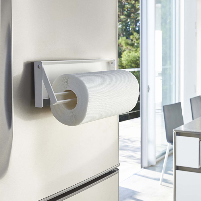 山崎実業　タワー　片手でカットマグネットキッチンペーパーホルダー　ホワイト　/　tower　※