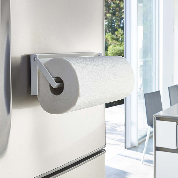 山崎実業　タワー　片手でカットマグネットキッチンペーパーホルダー　ホワイト　/　tower　※