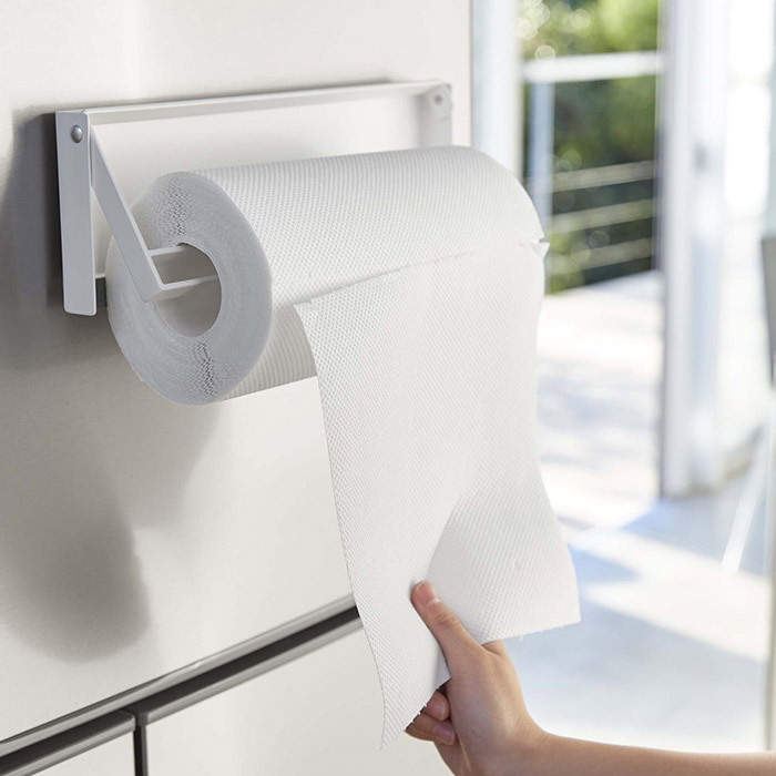 山崎実業　タワー　片手でカットマグネットキッチンペーパーホルダー　ホワイト　/　tower　※