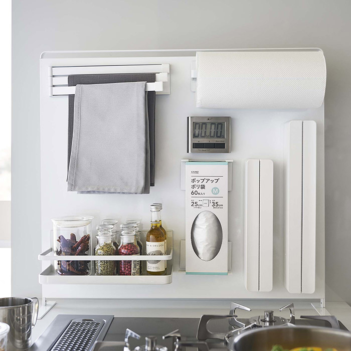 【同梱不可】山崎実業　タワー　キッチン自立式スチールパネル　縦型　ホワイト　/　tower　※